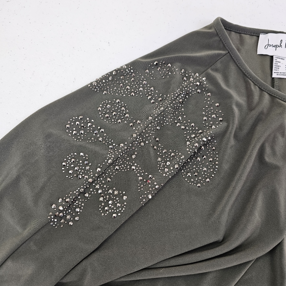 Joseph Ribkoff Women's Avocado Rhinestone Top Size 14 - Picture 4 of 7